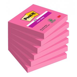Karteczki samoprzylepne Post-it Super Sticky 76 x 76 mm, neonowe różowe bloczki 6 x 90 kartek
