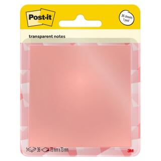 Karteczki samoprzylepne Post-it Transparent Notes 73 x 73 mm, przezroczysty pastelowy bloczek 36 kartek pomarańczowe