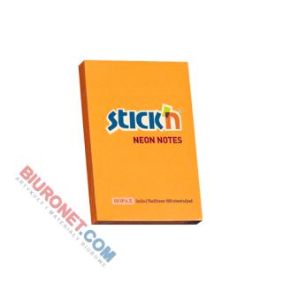 Karteczki samoprzylepne Stick'n 51x76 mm, neonowy bloczek 100 kartek pomarańczowy