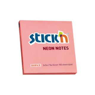 Karteczki samoprzylepne Stick'n 76x76 mm, neonowy bloczek 100 kartek różowy