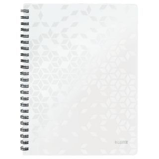 Kołonotatnik Leitz WOW A4, 80 kartek w kratkę, oprawa plastikowa biały