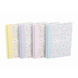 Kołozeszyt Oxford Floral A6, w kratkę, oprawa twarda, miks okładek 60 kartek