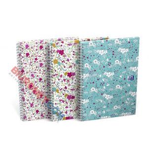 Kołozeszyt Oxford Floral B5, w linie, twarda oprawa, miks okładek 60 kartek