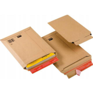 Koperty kartonowe NC Koperty CardPack z możliwością rozszerzenia RBD, samoprzylepne z paskiem HK, brązowe, 100 sztuk 262 x 375 mm
