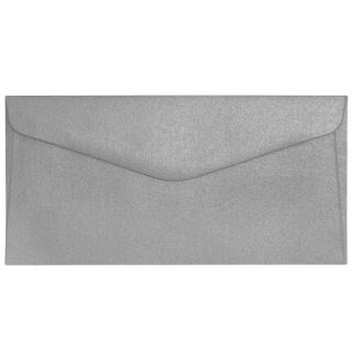 Koperty ozdobne DL metalizowane, klejone na mokro, papier 150g, 10 sztuk srebrny