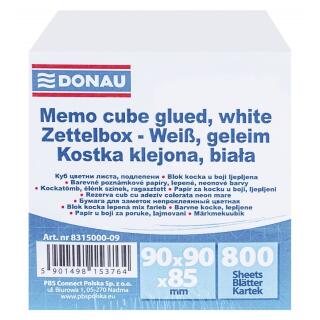 Kostka karteczek klejonych Donau 90 x 90 x 85 mm, papierowy notes biały