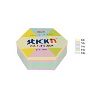 Kostka karteczek samoprzylepnych Stick'n Hexagon 61 x 70 mm, 5 kolorów pastelowych 1 x 250 kartek