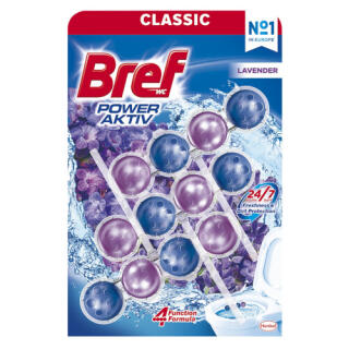 Kostka toaletowa Bref Power Aktiv Lavender 50 g, zawieszka do WC 3 sztuki