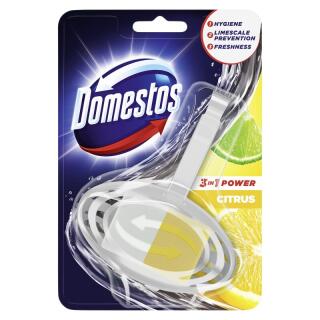 Kostka toaletowa Domestos 3w1 35g, zawieszka do WC
 citrus