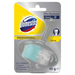 Kostka toaletowa Domestos Professional 3w1 Power 40 g, zawieszka do WC citrus