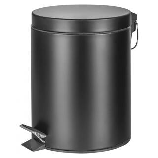 Kosz metalowy ze stopką i wolnoopadającą klapą Donau Home 12L, okrągły czarny