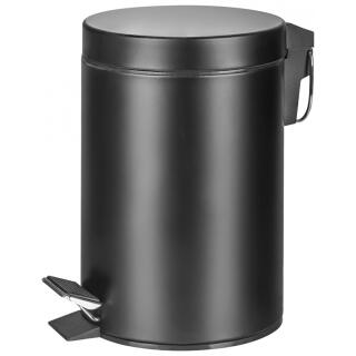 Kosz metalowy ze stopką i wolnoopadającą klapą Donau Home 3L, okrągły czarny