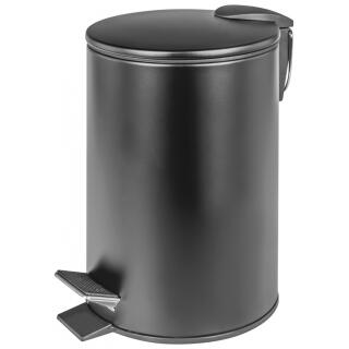 Kosz metalowy ze stopką i wolnoopadającą klapą Donau Home Modern 3L, okrągły czarny