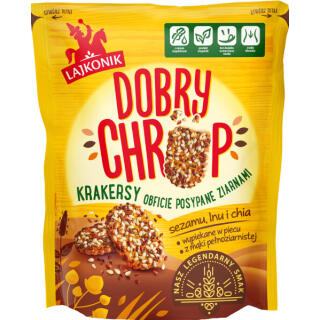 Krakersy Dobry Chrup Lajkonik, z ziarnem sezamu, lnu i chia 100 g