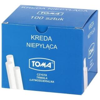 Kreda tablicowa biała niepyląca TOMA, łatwościeralna okrągła 100 sztuk