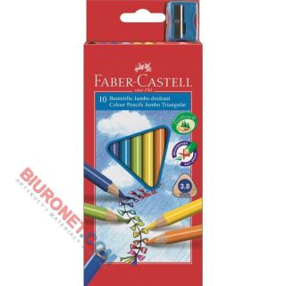 Kredki ołówkowe drewniane Faber-Casatell Jumbo Grip, trójkątne 10 kolorów