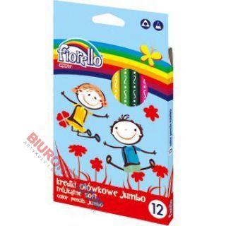 Kredki ołówkowe drewniane Fiorello Super Soft Jumbo, trójkątne i grube 12 kolorów