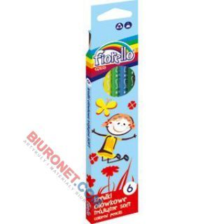 Kredki ołówkowe drewniane Fiorello Super Soft, trójkątne 6 kolorów