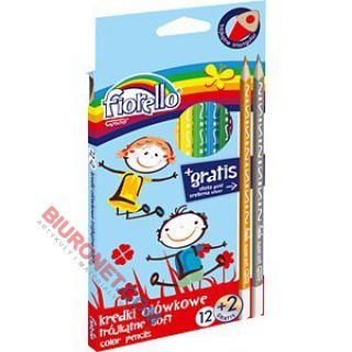 Kredki ołówkowe drewniane Fiorello Super Soft, trójkątne 12 kolorów