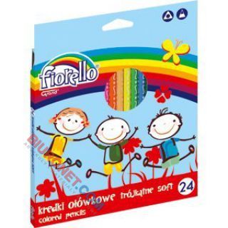 Kredki ołówkowe drewniane Fiorello Super Soft, trójkątne 24 kolory