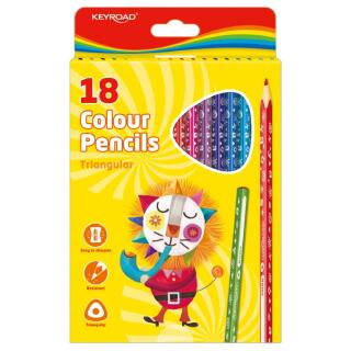 Kredki ołówkowe drewniane KEYROAD Colour Pencils, trójkątne 18 kolorów