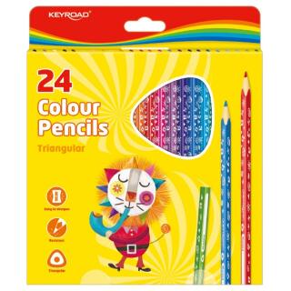 Kredki ołówkowe drewniane KEYROAD Colour Pencils, trójkątne 24 kolory