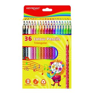 Kredki ołówkowe drewniane KEYROAD Colour Pencils, trójkątne 36 kolorów