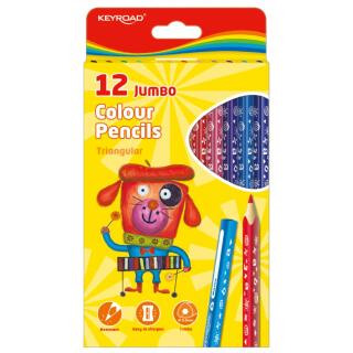 Kredki ołówkowe drewniane KEYROAD Jumbo Colour Pencils, trójkątne 12 kolorów