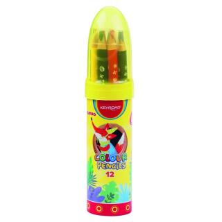 Kredki ołówkowe drewniane KEYROAD Jumbo Colour Pencils w metalowej tubie, trójkątne 12 kolorów