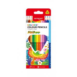 Kredki ołówkowe dwukolorowe KEYROAD Gradient Colour Pencils, trójkątne 12 kolorów