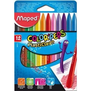 Kredki plastikowe Maped Color'Peps PlastiClean, nie brudzące, dwie końcówki 12 kolorów
