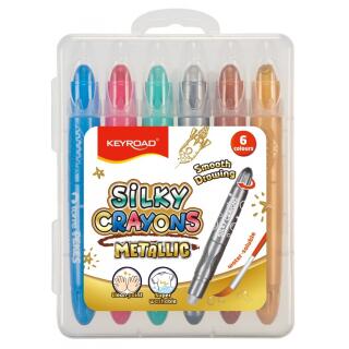 Kredki żelowe dwustronne KEYROAD Metallic Silky Crayons, w plastikowym pudełku 6 kolorów