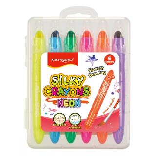 Kredki żelowe dwustronne KEYROAD Neon Silky Crayons, w plastikowym pudełku 6 kolorów