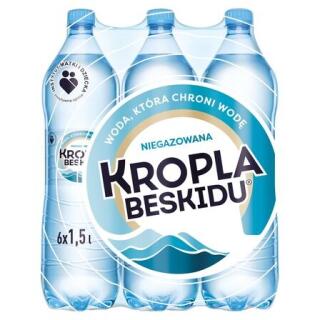 Kropla Beskidu 1,5L x 6 sztuk, woda mineralna w butelkach PET niegazowana