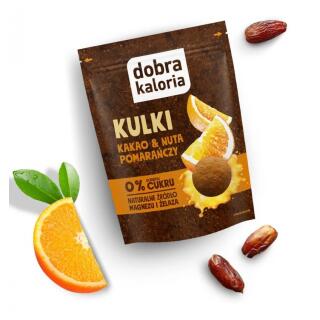 Kulki bakaliowe raw super foods bez cukru Dobra Kaloria, smak kakao i nuta pomarańczy 65 g