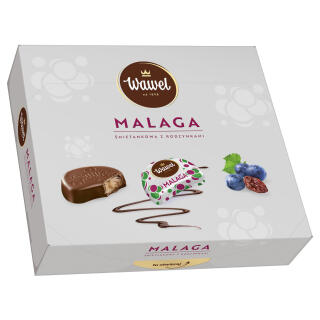 Malaga Wawel, czekoladki z nadzieniem śmietankowym z rodzynkami, bombonierka 330 g