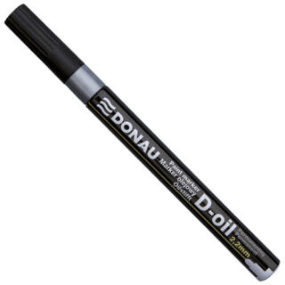 Marker olejowy pernamentny Donau D-Oil, okrągła końcówka 2,2 mm, tusz wodoodporny do renowacji napisów na nagrobkach srebrny