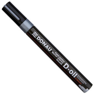 Marker olejowy pernamentny Donau D-Oil, okrągła końcówka 2,8 mm, tusz wodoodporny do renowacji napisów na nagrobkach srebrny
