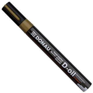 Marker olejowy pernamentny Donau D-Oil, okrągła końcówka 2,8 mm, tusz wodoodporny do renowacji napisów na nagrobkach złoty