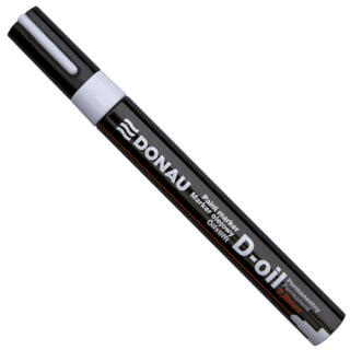 Marker olejowy pernamentny Donau D-Oil, okrągła końcówka 2,8 mm, tusz wodoodporny do renowacji napisów na nagrobkach biały