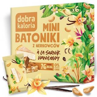 Mini batoniki z nerkowców bez cukru Dobra Kaloria, smak a la sernik waniliowy 6 x 17 g