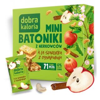 Mini batoniki z nerkowców bez cukru Dobra Kaloria, smak a la szarlotka z cynamonem 6 x 17 g