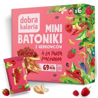 Mini batoniki z nerkowców bez cukru Dobra Kaloria, smak a la tarta malinowa 6 x 17 g