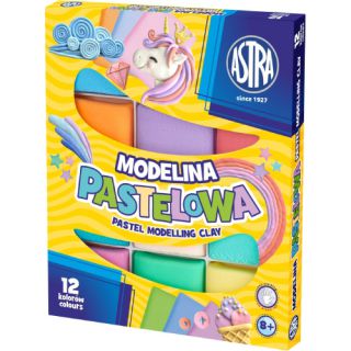 Modelina pastelowa Astra, każdy kolor pakowany osobno, termoutwardzalna 12 kolorów
