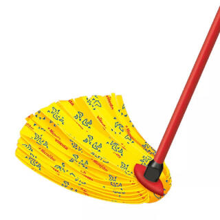 Mop paskowy z drążkiem Vileda Supermocio Soft, trzonek z mopem z wiskozy żółty