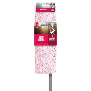 Mop płaski z drążkiem Anna Zaradna Classic, trzonek 118 cm, mop z mikrofibry mix kolorów