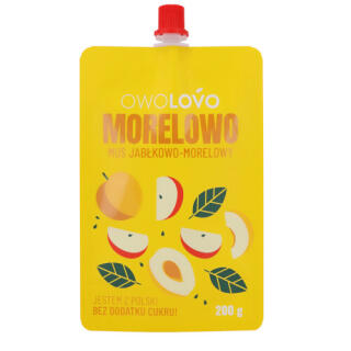 Mus owocowy jabłkowo-morelowy bez cukru OwoLovo Morelowo, tubka 200 g
