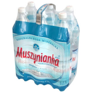 Muszynianka Wysoko-zmineralizowana 1,5L x 6 sztuk, woda magnezowo-wapniowa, w butelkach PET średnionasycona CO2