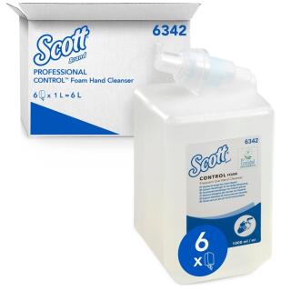 Mydło w pianie Kimberly-Clark Scott Control kaseta 1L 6342, bezbarwne, wkład do dozowników x 6 sztuk transparentne