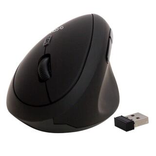 Mysz pionowa ergonomiczna Q-Connect, bezprzewodowa, 6-przyciskowa, dla praworęcznych czarna